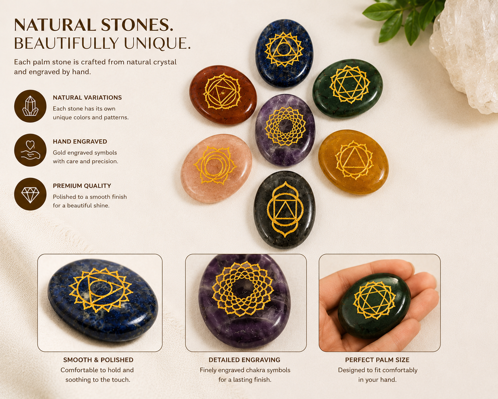 Sonnengeist Premium Chakra Stones Cabochons Set with 7 Chakra Bracelet