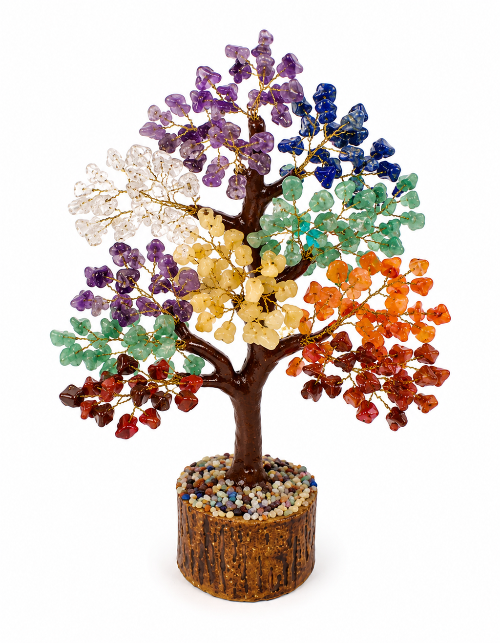 Sonnengeist 7 Chakra Crystal Tree – 300 Chips, 21cm | All 7 Chakras | Handmade Gemstone Tree