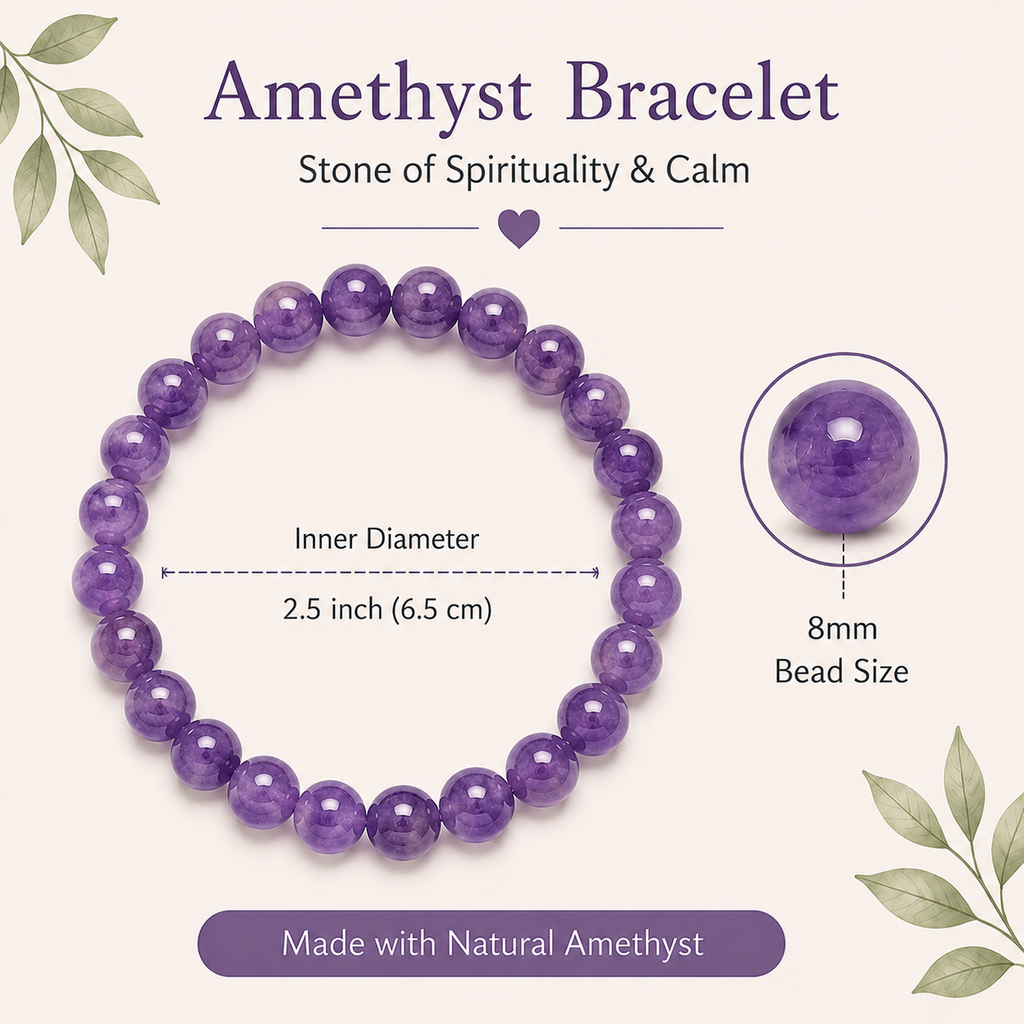 Sonnengeist Amethyst Bracelet – Natural Crystal Bead Bracelet 8mm