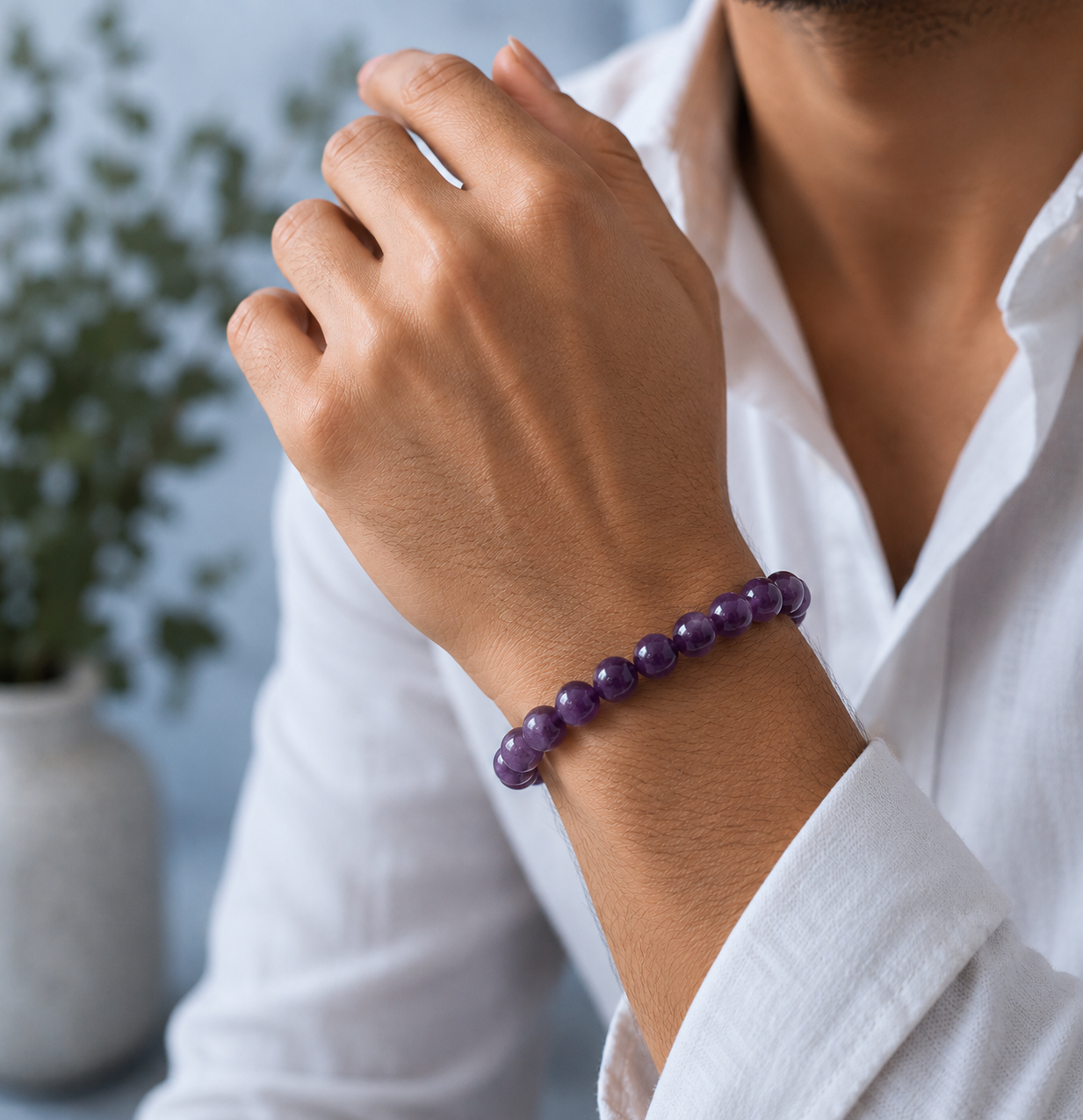 Sonnengeist Amethyst Bracelet – Natural Crystal Bead Bracelet 8mm