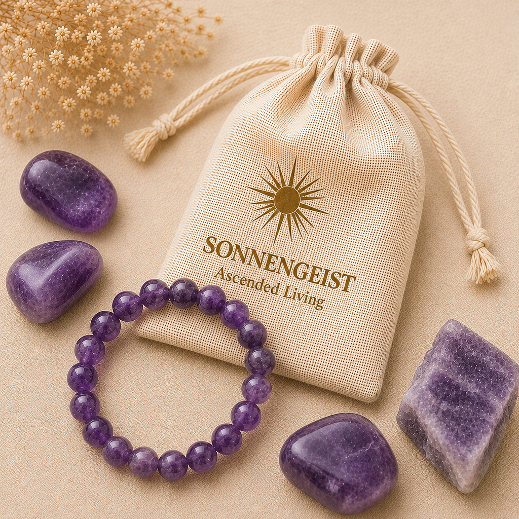 Sonnengeist Amethyst Bracelet – Natural Crystal Bead Bracelet 8mm