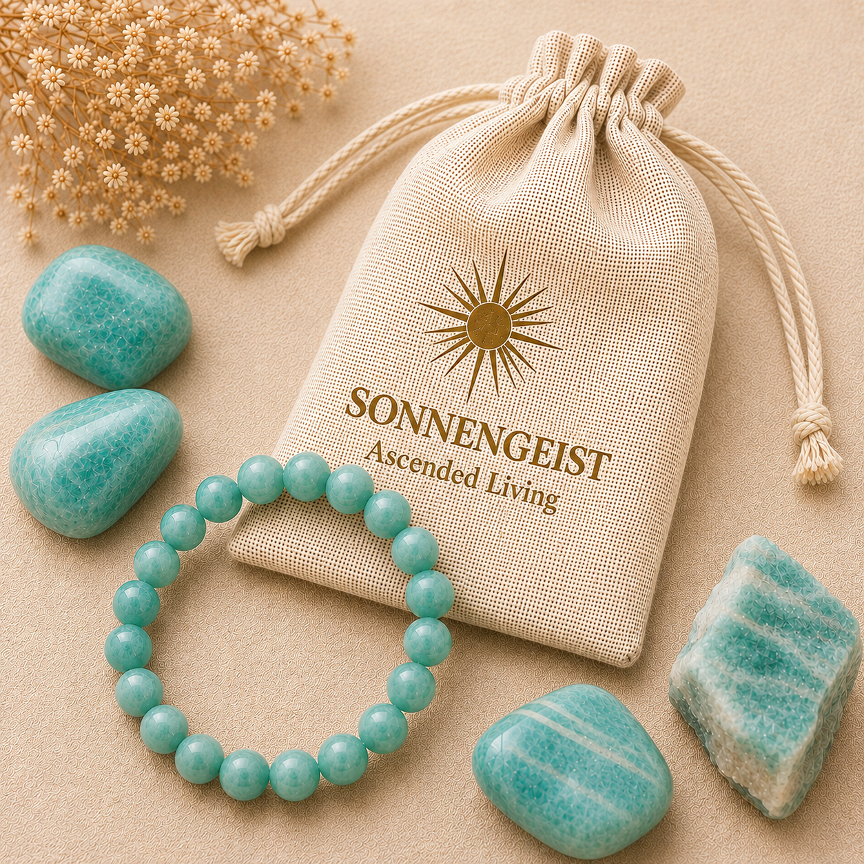 Sonnengeist Amazonite Bracelet – Natural Crystal Bead Bracelet 8mm