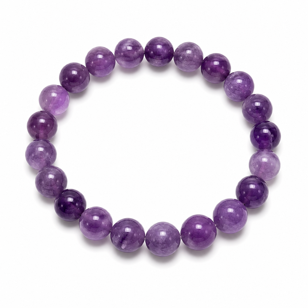 Sonnengeist Amethyst Bracelet – Natural Crystal Bead Bracelet 8mm