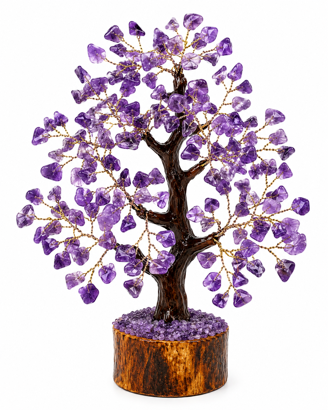 Sonnengeist Amethyst Crystal Tree – 300 Chips, 21cm | Handmade Gemstone Tree