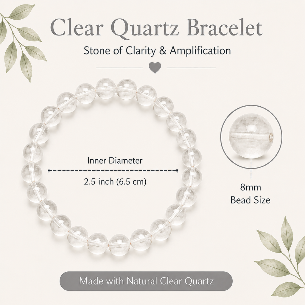 Sonnengeist Clear Quartz Bracelet – Natural Crystal Bead Bracelet 8mm