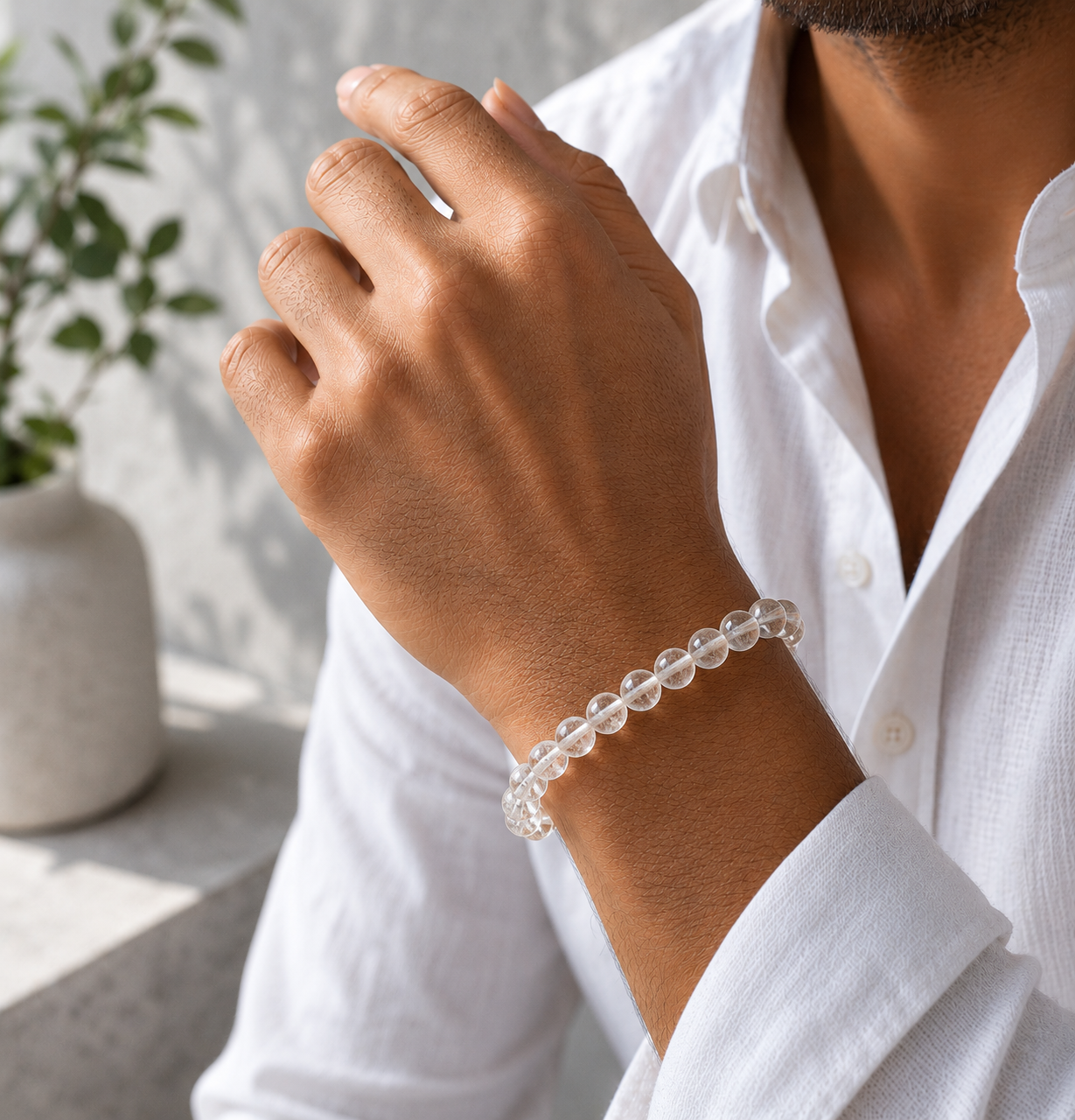 Sonnengeist Clear Quartz Bracelet – Natural Crystal Bead Bracelet 8mm