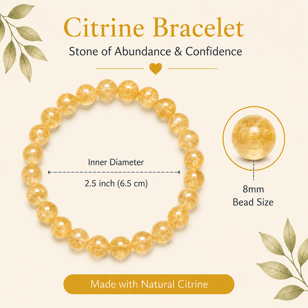 Sonnengeist Citrine Bracelet – Natural Crystal Bead Bracelet 8mm