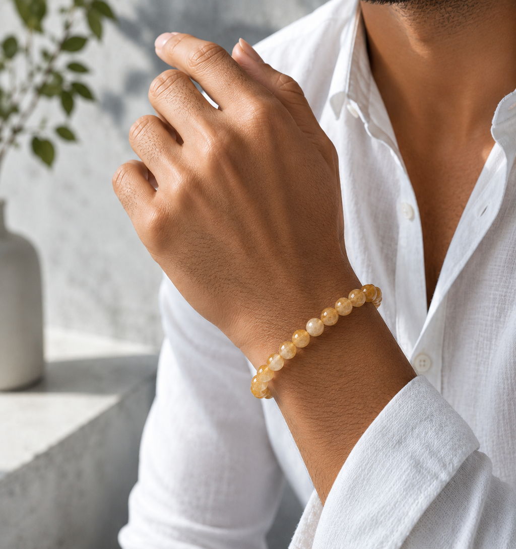 Sonnengeist Citrine Bracelet – Natural Crystal Bead Bracelet 8mm