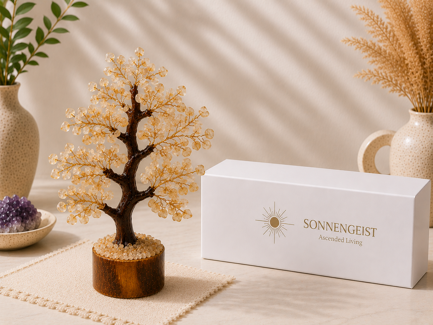 Sonnengeist Citrine Crystal Tree – 300 Chips, 21cm | Handmade Gemstone Tree