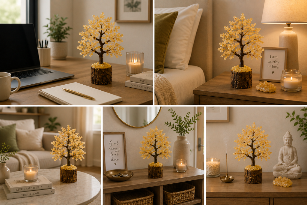 Sonnengeist Citrine Crystal Tree – 300 Chips, 21cm | Handmade Gemstone Tree