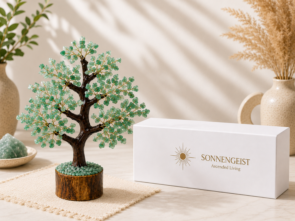 Sonnengeist Green Aventurine Crystal Tree – 300 Chips, 21cm | Handmade Gemstone Tree