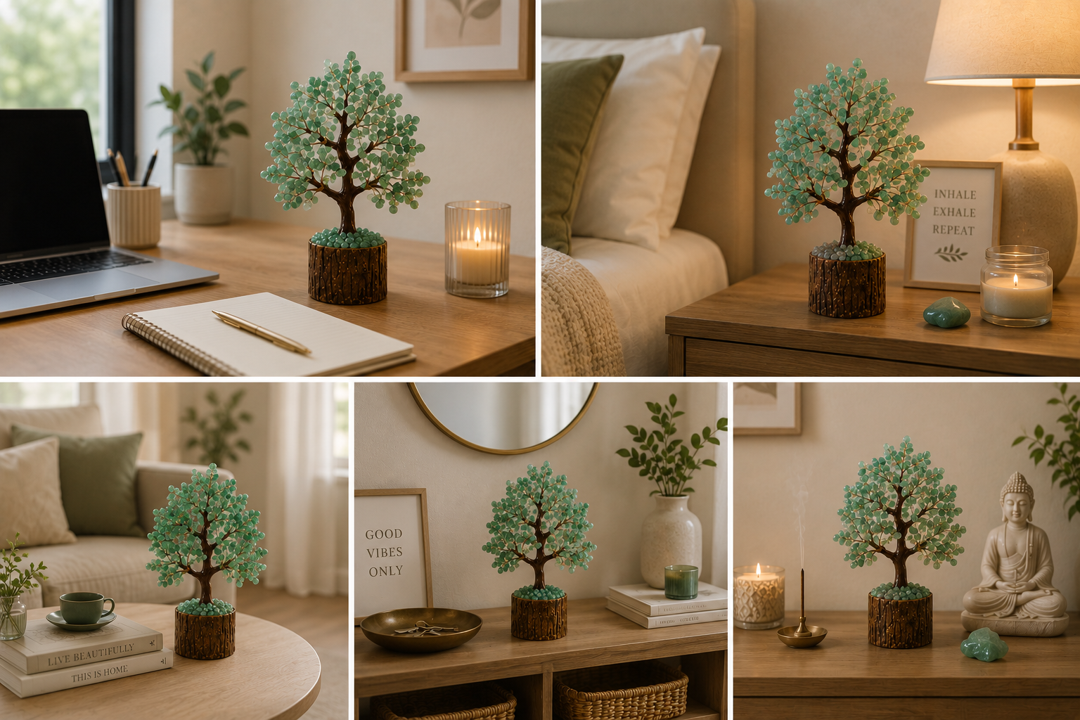 Sonnengeist Green Aventurine Crystal Tree – 300 Chips, 21cm | Handmade Gemstone Tree