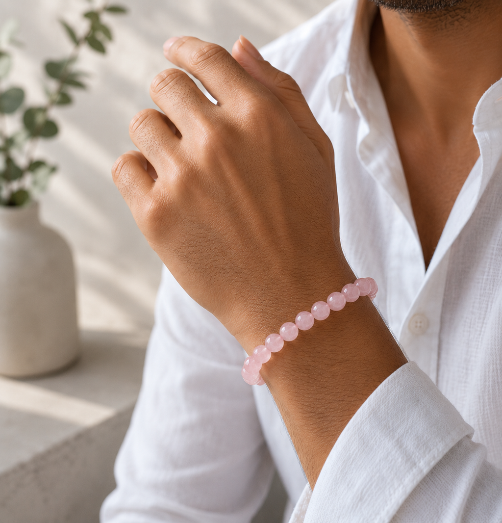 Sonnengeist Rose Quartz Bracelet – Natural Crystal Bead Bracelet 8mm