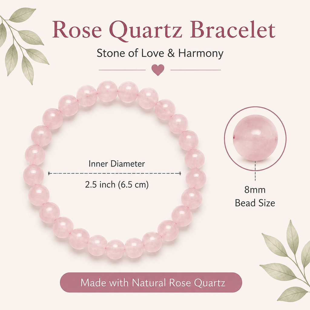 Sonnengeist Rose Quartz Bracelet – Natural Crystal Bead Bracelet 8mm