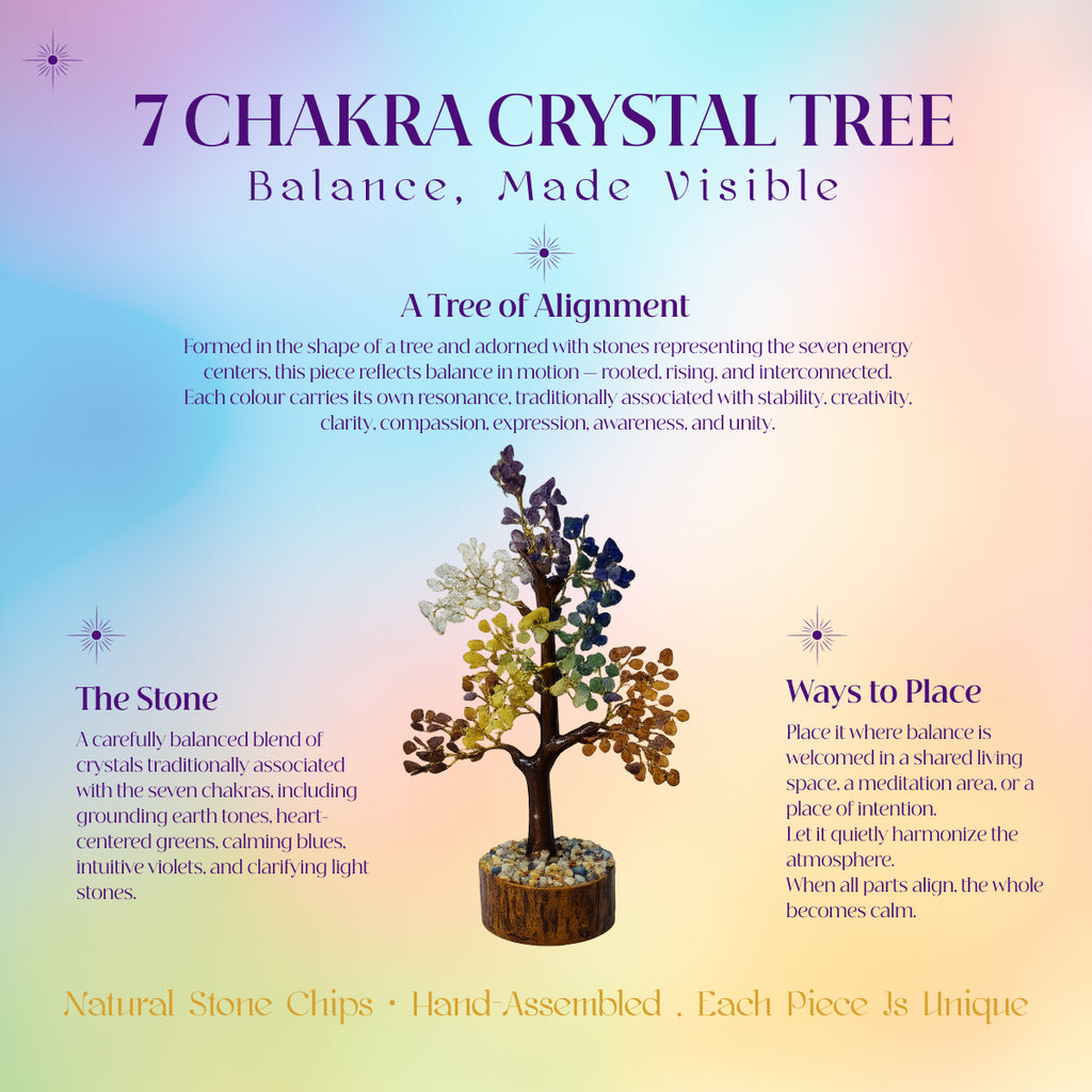 Sonnengeist 7 Chakra Crystal Tree – 300 Chips, 21cm | All 7 Chakras | Handmade Gemstone Tree