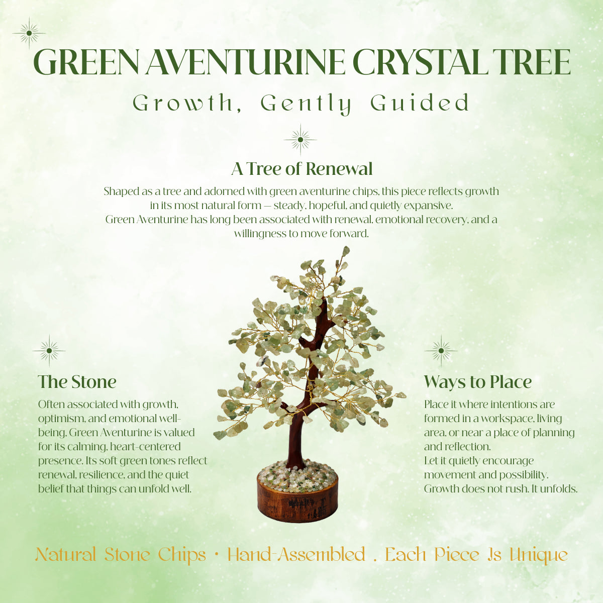 Sonnengeist Green Aventurine Crystal Tree – 300 Chips, 21cm | Handmade Gemstone Tree
