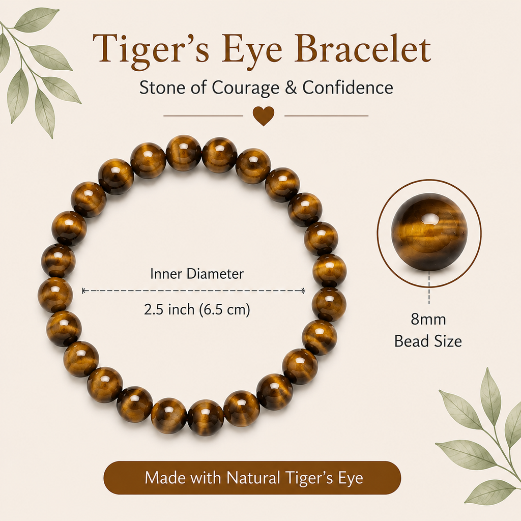 Sonnengeist Tiger Eye Bracelet – Natural Crystal Bead Bracelet 8mm