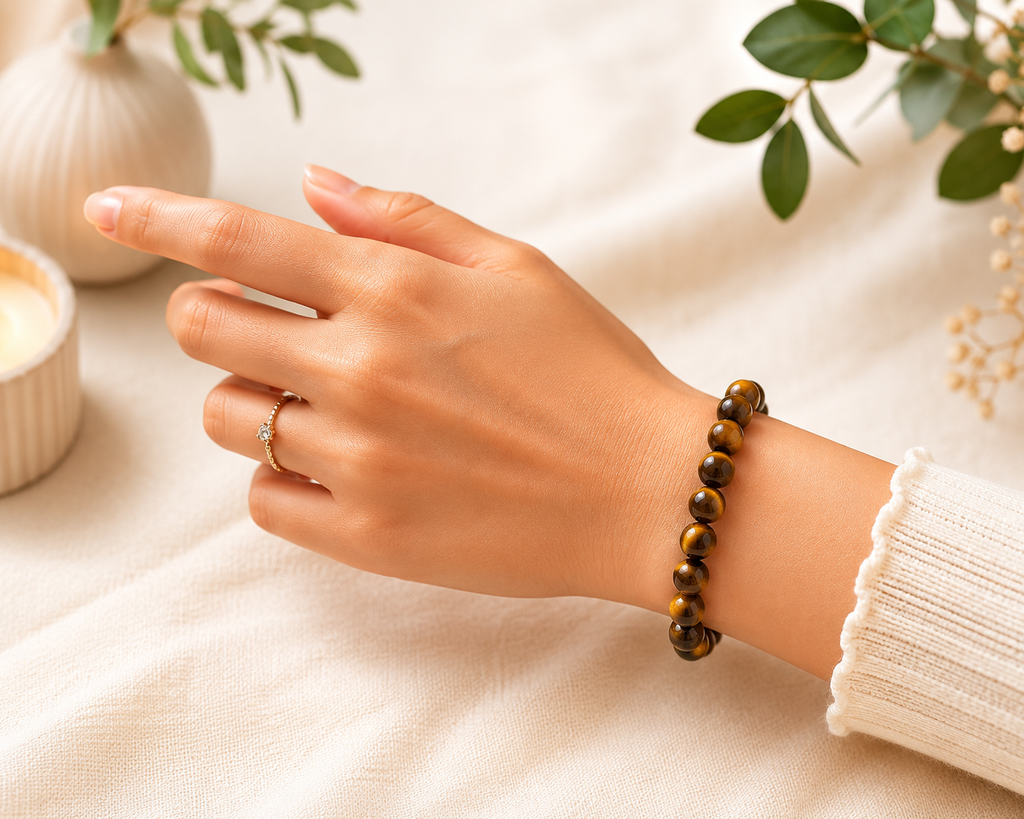 Sonnengeist Tiger Eye Bracelet – Natural Crystal Bead Bracelet 8mm