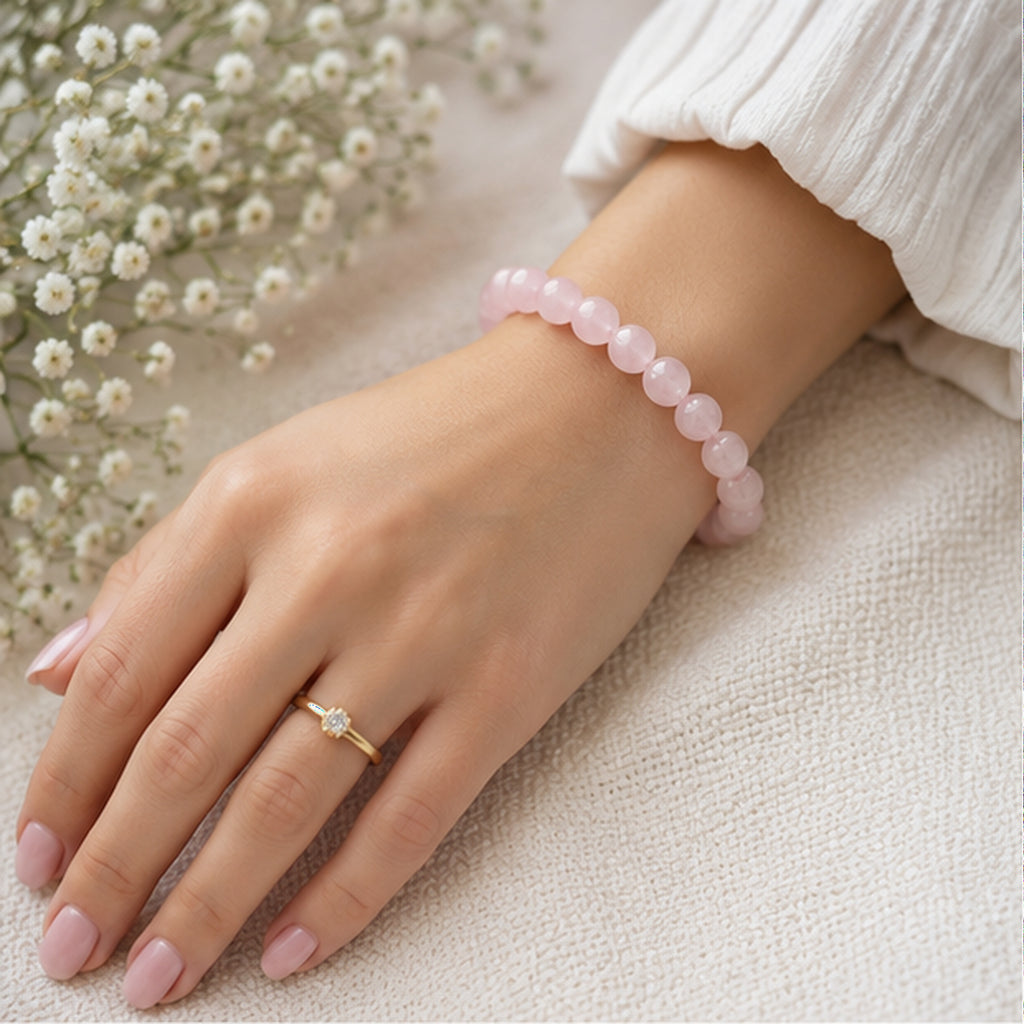 Sonnengeist Rose Quartz Bracelet – Natural Crystal Bead Bracelet 8mm